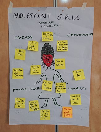 participants created a poster showing how communities could support adolescent girl survivors