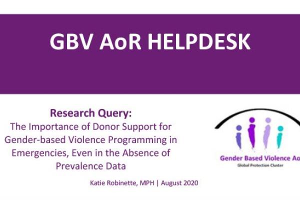 Briefing Note on GBV in Emergencies Data
